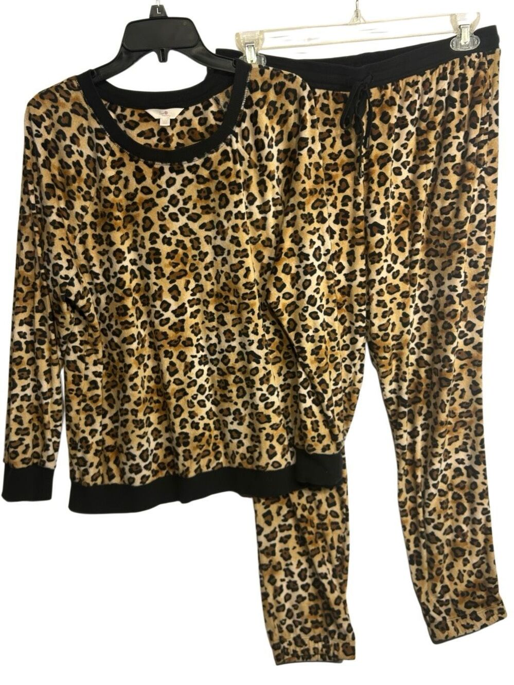 Secret Treasures Leopard Print Sleepwear Set Cozy Fleece Loungewear Size L 12-14